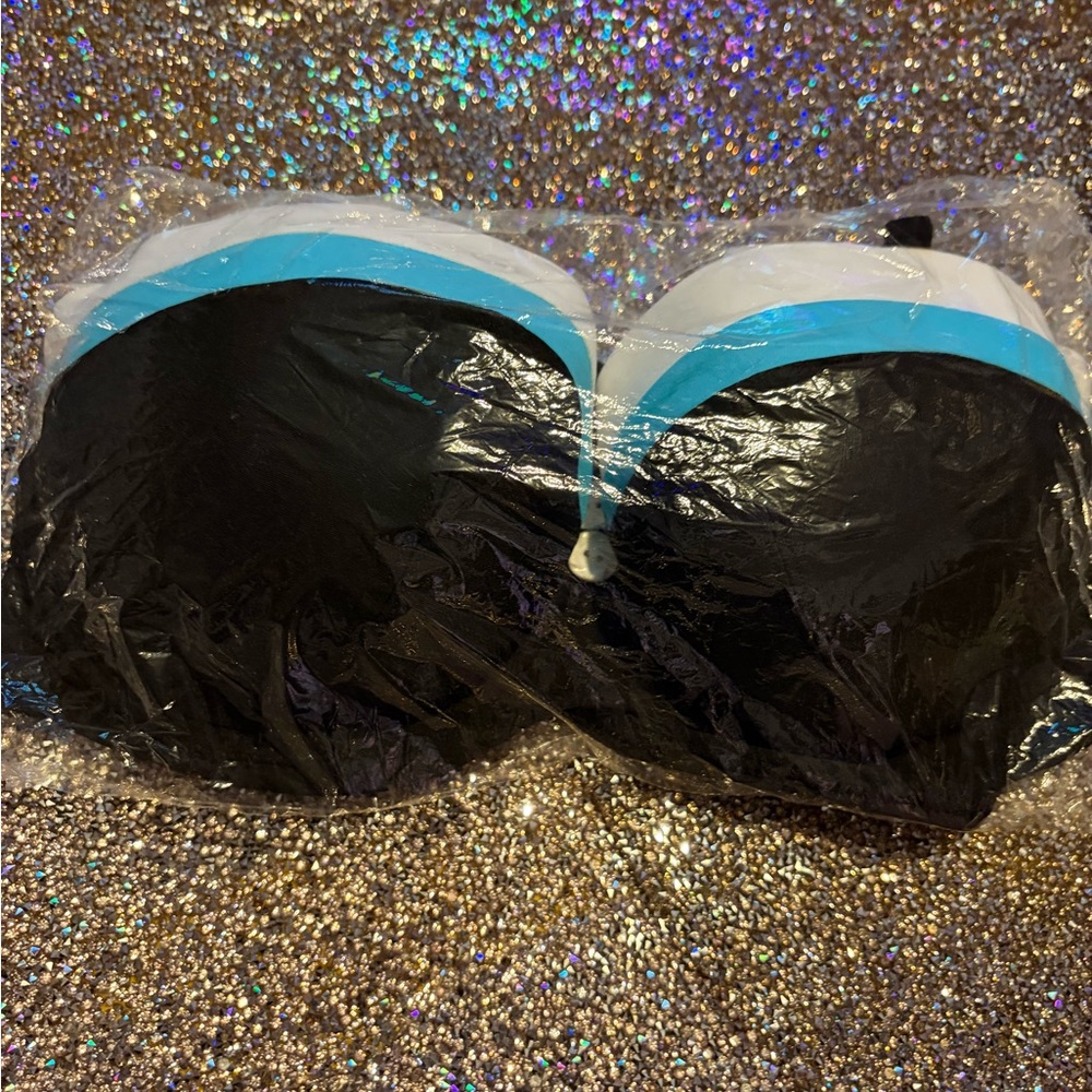 Black and Blue Strapless Bikini Top